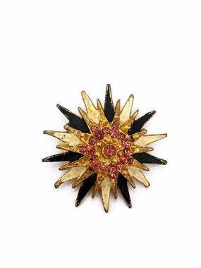 Vintage Starburst Rhinestone Brooch / Pin 4.5 inches